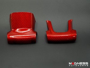 FIAT 500 Steering Wheel Trim Set - 2 pieces - Bottom Trim - Carbon Fiber Red Pearl Finish